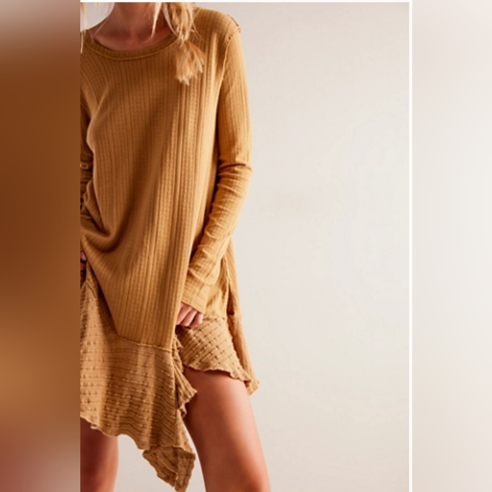 Free People Asymmetrical Tunic/Dress Mustard